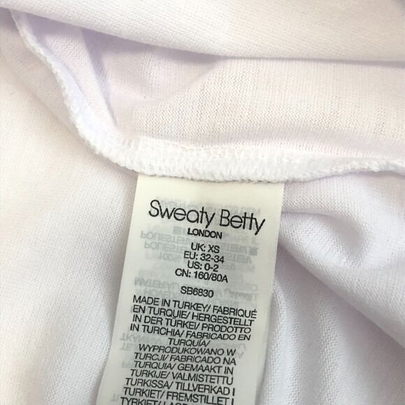 NEW Sweaty Betty Boyfriend V Neck Workout Tee White Gym T Shirt Womens XS - Picture 8 of 10